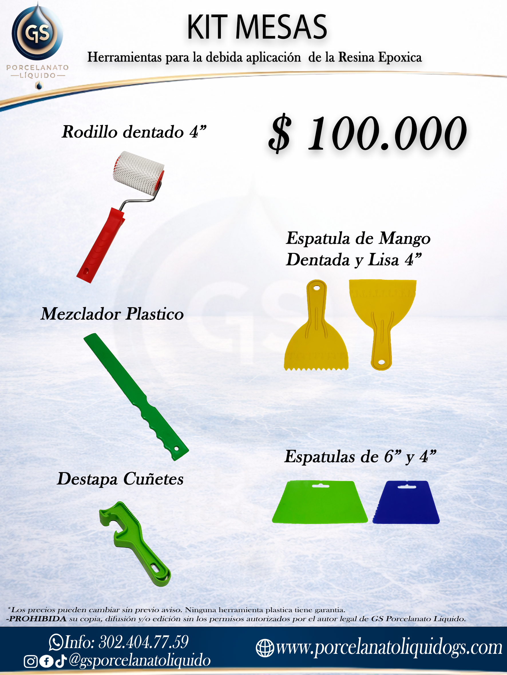 Kit Herramientas Mesas Resina Epoxica