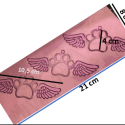Molde de Huella con Alas x3