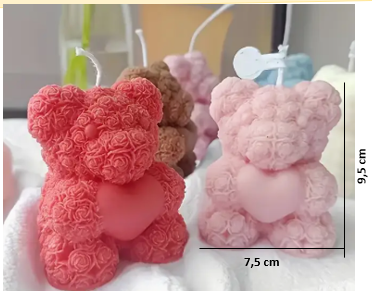 Molde de Oso de Rosas con Corazon