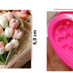 Molde de Corazon con tulipanes - 684