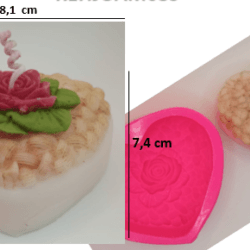 Molde de Silicona Corazon con Rosa - 685
