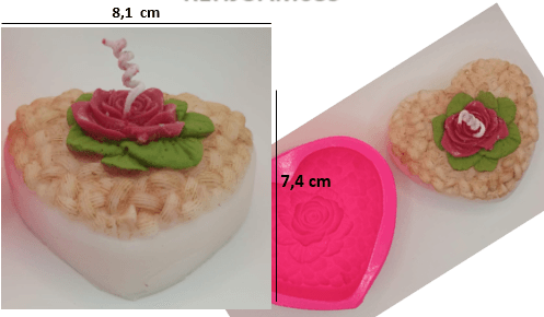 Molde de Silicona Corazon con Rosa - 685